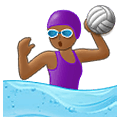 🤽🏾‍♀️ Emoji Mulher Jogando Polo Aquático: Pele Morena Escura na Samsung One UI 1.5.