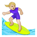 Emoji 🏄🏼‍♀️ Surfista Donna: Carnagione Abbastanza Chiara su Samsung One UI 1.5.