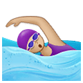 🏊🏼‍♀️ Emoji Mulher Nadando: Pele Morena Clara na Samsung One UI 1.5.