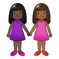 👩🏿‍🤝‍👩🏾 Emoji Mujeres De La Mano: Tono De Piel Oscuro Y Tono De Piel Oscuro Medio en Samsung One UI 1.5.