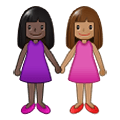 Emoji 👩🏿‍🤝‍👩🏽 Due Donne Che Si Tengono Per Mano: Carnagione Scura E Carnagione Olivastra su Samsung One UI 1.5.