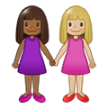 👩🏾‍🤝‍👩🏼 Emoji händchenhaltende Frauen: mitteldunkle Hautfarbe, mittelhelle Hautfarbe Samsung One UI 1.5.