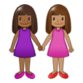 Émoji 👩🏾‍🤝‍👩🏽 Deux Femmes Se Tenant La Main : Peau Mate Et Peau Légèrement Mate sur Samsung One UI 1.5.