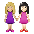 👩🏼‍🤝‍👩🏻 Emoji händchenhaltende Frauen: mittelhelle Hautfarbe, helle Hautfarbe Samsung One UI 1.5.