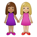 Émoji 👩🏽‍🤝‍👩🏼 Deux Femmes Se Tenant La Main : Peau Légèrement Mate Et Peau Moyennement Claire sur Samsung One UI 1.5.