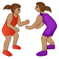🤼🏽‍♀️ Emoji Mulheres Lutando, Pele Morena na Samsung One UI 1.5.