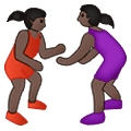 🤼🏿‍♀️ Emoji Mujeres Luchando, Tono De Piel Oscuro en Samsung One UI 1.5.
