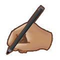 ✍🏽 Emoji Mano Escribiendo: Tono De Piel Medio en Samsung One UI 1.5.