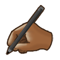 ✍🏾 Emoji Mano Escribiendo: Tono De Piel Oscuro Medio en Samsung One UI 1.5.