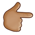 👉🏽 Emoji Dorso Da Mão Com Dedo Indicador Apontando Para A Direita: Pele Morena na Samsung One UI 2.5.