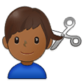 💇🏾‍♂️ Emoji Homem Cortando O Cabelo: Pele Morena Escura na Samsung One UI 2.5.