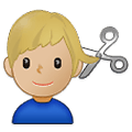 💇🏼‍♂️ Emoji Mann beim Haareschneiden: mittelhelle Hautfarbe Samsung One UI 2.5.