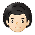 👨🏻‍🦱 Emoji Mann: helle Hautfarbe, lockiges Haar Samsung One UI 2.5.