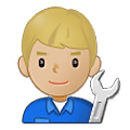 👨🏼‍🔧 Emoji Mecánico: Tono De Piel Claro Medio en Samsung One UI 2.5.