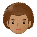 Émoji 👨🏽‍🦱 Homme : Peau Légèrement Mate Et Cheveux Bouclés sur Samsung One UI 2.5.