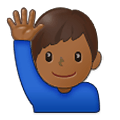 🙋🏾‍♂️ Emoji Hombre Con La Mano Levantada: Tono De Piel Oscuro Medio en Samsung One UI 2.5.