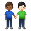 👨🏾‍🤝‍👨🏻 Emoji händchenhaltende Männer: mitteldunkle Hautfarbe, helle Hautfarbe Samsung One UI 2.5.
