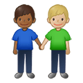 👨🏾‍🤝‍👨🏼 Emoji händchenhaltende Männer: mitteldunkle Hautfarbe, mittelhelle Hautfarbe Samsung One UI 2.5.