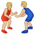 🤼🏼‍♂️ Emoji Hombres Luchando, Tono De Piel Claro Medio en Samsung One UI 2.5.