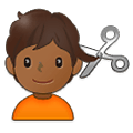 💇🏾 Emoji Person beim Haareschneiden: mitteldunkle Hautfarbe Samsung One UI 2.5.