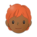 🧑🏾‍🦰 Emoji Erwachsener: mitteldunkle Hautfarbe, rotes Haar Samsung One UI 2.5.