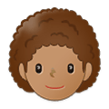 🧑🏽‍🦱 Emoji Erwachsener: mittlere Hautfarbe, lockiges Haar Samsung One UI 2.5.