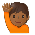 🙋🏾 Emoji Pessoa Levantando A Mão: Pele Morena Escura na Samsung One UI 2.5.