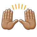 🙌🏽 Emoji zwei erhobene Handflächen: mittlere Hautfarbe Samsung One UI 2.5.