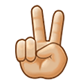 ✌🏼 Emoji Mano Con Señal De Victoria: Tono De Piel Claro Medio en Samsung One UI 2.5.
