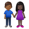 👩🏿‍🤝‍👨🏾 Emoji Mann und Frau halten Hände: dunkle Hautfarbe, mitteldunkle Hautfarbe Samsung One UI 2.5.