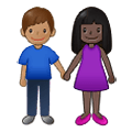 👩🏿‍🤝‍👨🏽 Emoji Mann und Frau halten Hände: dunkle Hautfarbe, mittlere Hautfarbe Samsung One UI 2.5.