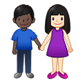 👩🏻‍🤝‍👨🏿 Emoji Mann und Frau halten Hände: helle Hautfarbe, dunkle Hautfarbe Samsung One UI 2.5.