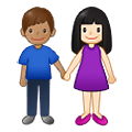 👩🏻‍🤝‍👨🏽 Emoji Mann und Frau halten Hände: helle Hautfarbe, mittlere Hautfarbe Samsung One UI 2.5.