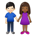 👩🏾‍🤝‍👨🏻 Emoji Mann und Frau halten Hände: mitteldunkle Hautfarbe, helle Hautfarbe Samsung One UI 2.5.