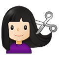 💇🏻‍♀️ Emoji Frau beim Haareschneiden: helle Hautfarbe Samsung One UI 2.5.