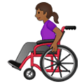 👩🏾‍🦽 Emoji Frau in manuellem Rollstuhl: mitteldunkle Hautfarbe Samsung One UI 2.5.