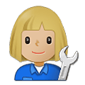 👩🏼‍🔧 Emoji Mecânica: Pele Morena Clara na Samsung One UI 2.5.