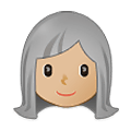 👩🏼‍🦳 Emoji Frau: mittelhelle Hautfarbe, weißes Haar Samsung One UI 2.5.