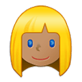 Émoji 👱🏽‍♀️ Femme Blonde : Peau Légèrement Mate sur Samsung One UI 2.5.