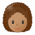 👩🏽‍🦱 Emoji Frau: mittlere Hautfarbe, lockiges Haar Samsung One UI 2.5.