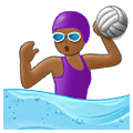 🤽🏾‍♀️ Emoji Mulher Jogando Polo Aquático: Pele Morena Escura na Samsung One UI 2.5.