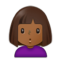 🙎🏾‍♀️ Emoji Mujer Haciendo Pucheros: Tono De Piel Oscuro Medio en Samsung One UI 2.5.