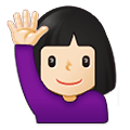 🙋🏻‍♀️ Emoji Frau mit erhobenem Arm: helle Hautfarbe Samsung One UI 2.5.