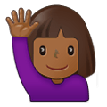 🙋🏾‍♀️ Emoji Mujer Con La Mano Levantada: Tono De Piel Oscuro Medio en Samsung One UI 2.5.
