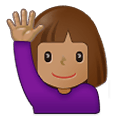 🙋🏽‍♀️ Emoji Mulher Levantando A Mão: Pele Morena na Samsung One UI 2.5.