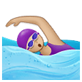 🏊🏼‍♀️ Emoji Mujer Nadando: Tono De Piel Claro Medio en Samsung One UI 2.5.