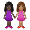 👩🏿‍🤝‍👩🏽 Emoji Duas Mulheres De Mãos Dadas: Pele Escura E Pele Morena na Samsung One UI 2.5.