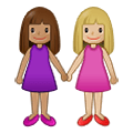 👩🏽‍🤝‍👩🏼 Emoji händchenhaltende Frauen: mittlere Hautfarbe, mittelhelle Hautfarbe Samsung One UI 2.5.