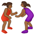 🤼🏾‍♀️ Emoji Mujeres Luchando, Tono De Piel Oscuro Medio en Samsung One UI 2.5.