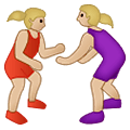 🤼🏼‍♀️ Emoji Mujeres Luchando, Tono De Piel Claro Medio en Samsung One UI 2.5.
